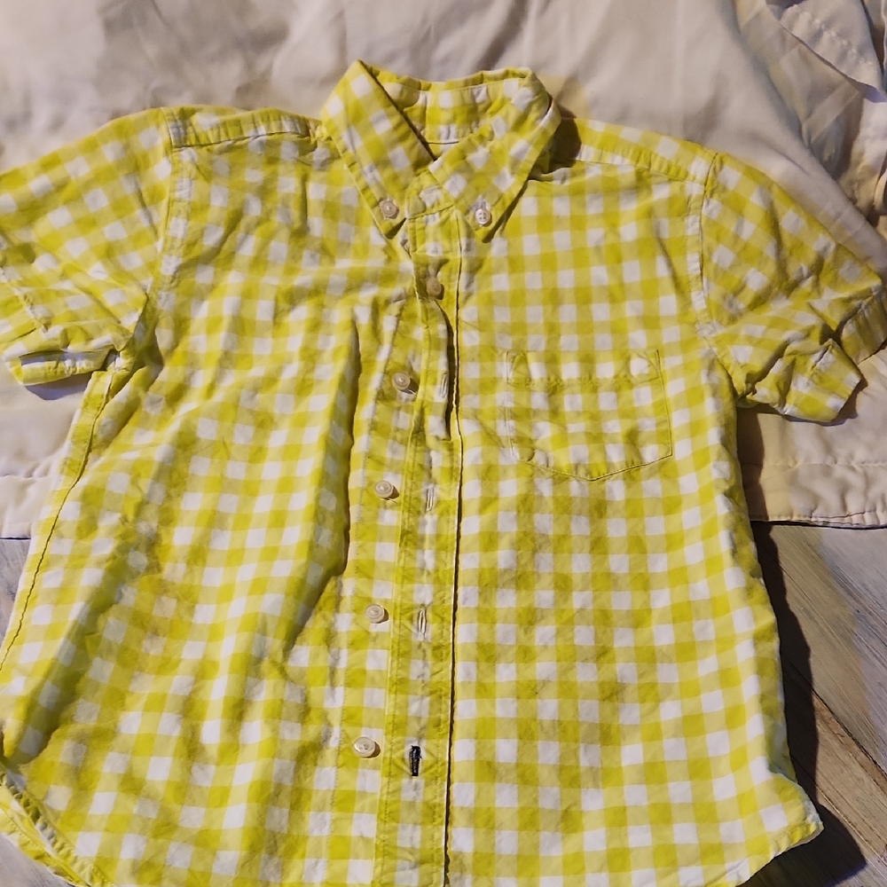 Crewcuts Bright Yellow Checkered Kids Button Down Shirt